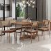 Conjunto Sala de Jantar Filadélfia 6 Cadeiras Carraro Areia/Rose/Nogal