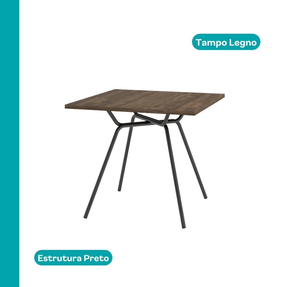 Conjunto Sala de Jantar Fortaleza Preto Mesa e 4 Cadeiras Carraro