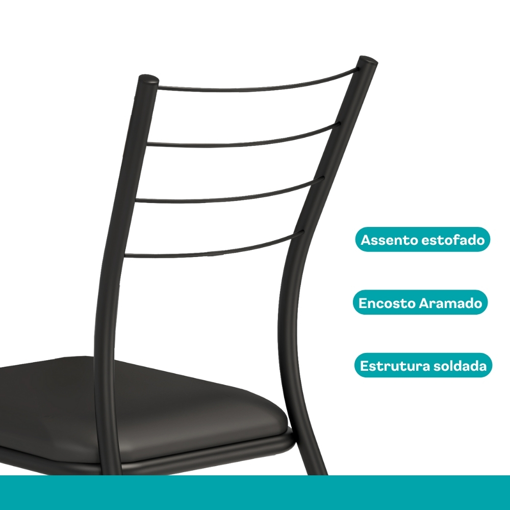 Conjunto Sala de Jantar Fortaleza Preto Mesa e 4 Cadeiras Carraro