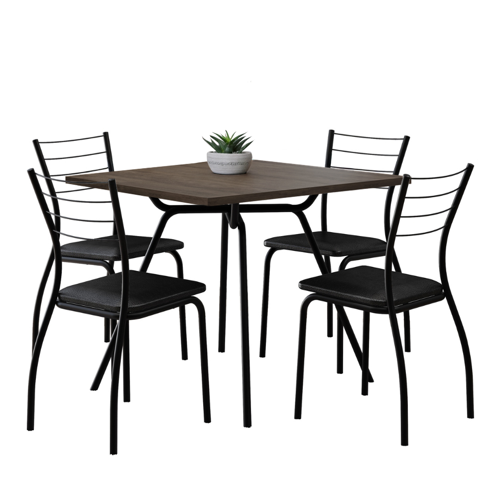 Conjunto Sala de Jantar Fortaleza Preto Mesa e 4 Cadeiras Carraro