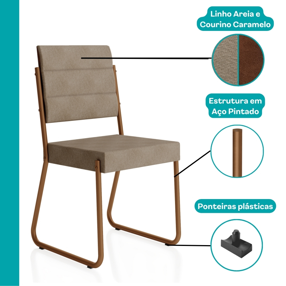 Conjunto Sala de Jantar Mesa e 6 Cadeiras Fênix Carraro Rose