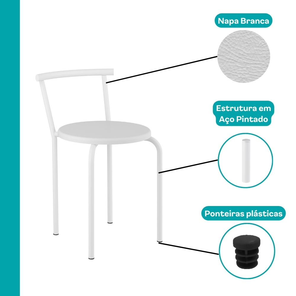 Conjunto Sala de Jantar Palermo Branco Mesa e 2 Banquetas Carraro