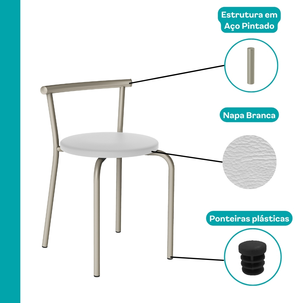 Conjunto Sala de Jantar Palermo com Mesa e 4 Cadeiras 2999 Carraro