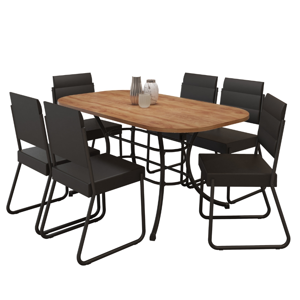 Conjunto Sala de Jantar com Mesa e 6 Cadeiras Fenix Carraro