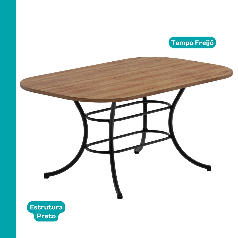 Conjunto Sala de Jantar com Mesa e 6 Cadeiras Fenix Carraro
