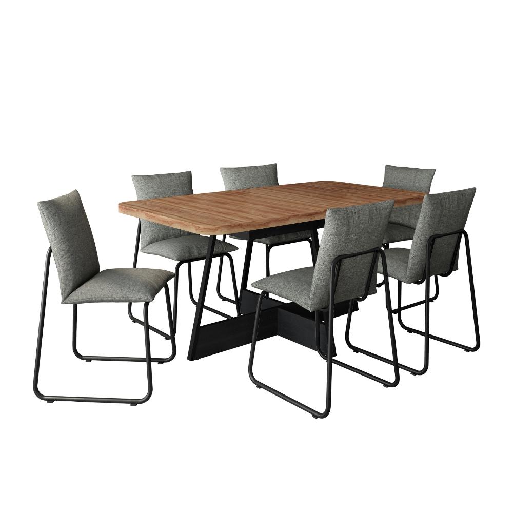 Conjunto de Sala de Jantar 6 Cadeiras Chloe Carraro Nogal Preto