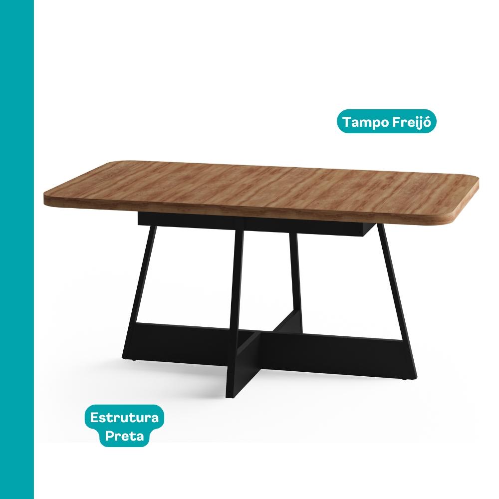 Conjunto de Sala de Jantar 6 Cadeiras Chloe Carraro Nogal Preto