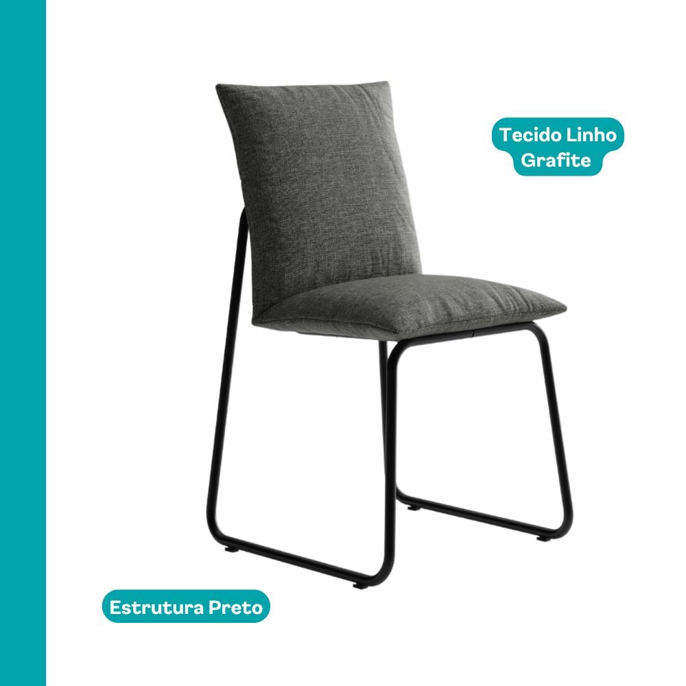 Conjunto de Sala de Jantar 6 Cadeiras Chloe Carraro Nogal Preto