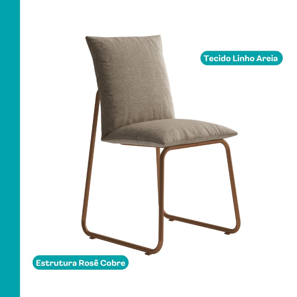Conjunto de Sala de Jantar 6 Cadeiras Chloe Carraro Nogal Rosê
