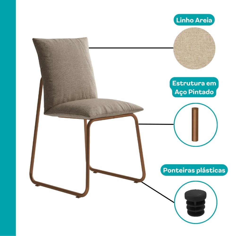 Conjunto de Sala de Jantar 6 Cadeiras Chloe Carraro Nogal Rosê