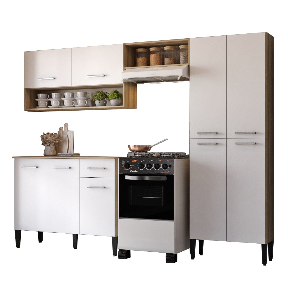 Cozinha Compacta Arizona Classic Carvalho com Branco Carraro