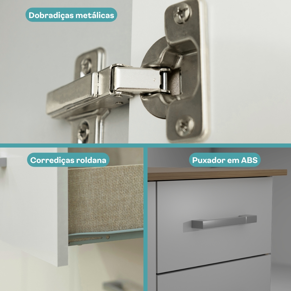 Cozinha Compacta Arizona Classic Carvalho com Branco Carraro