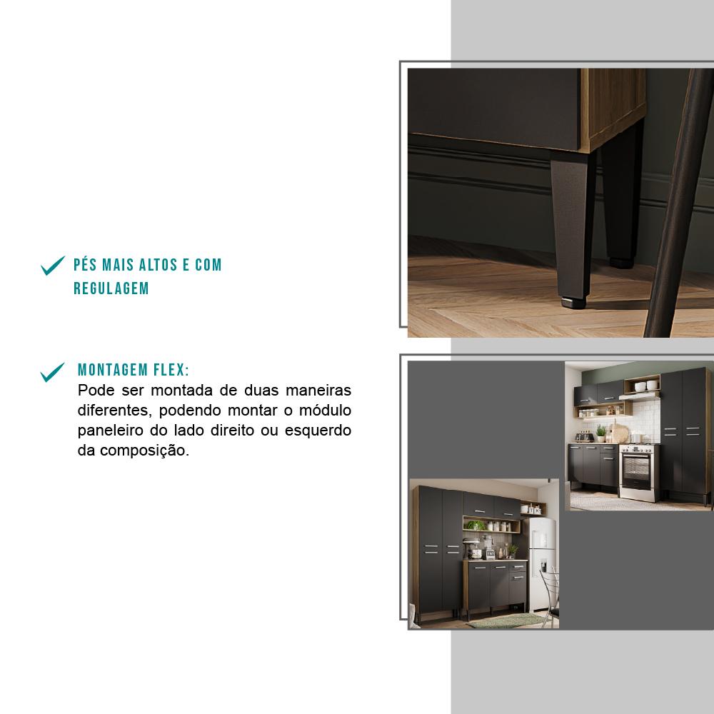 Cozinha Compacta Arizona Classic Carvalho com Preto Carraro