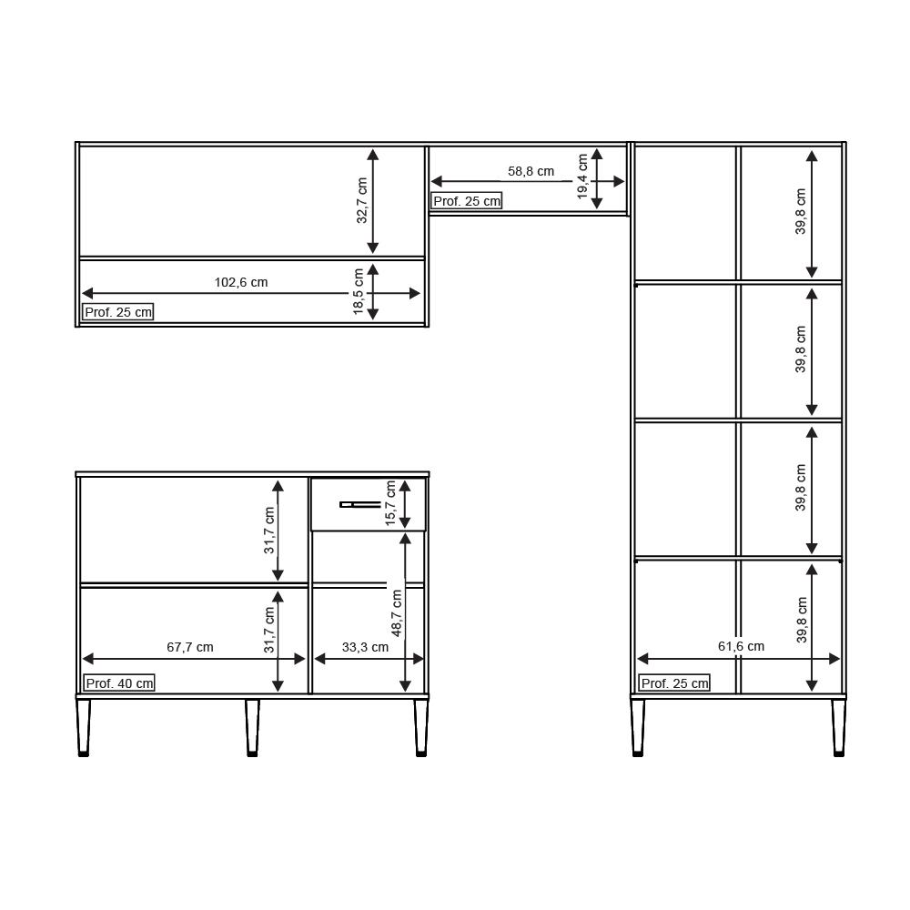Cozinha Compacta Arizona Classic Carvalho com Preto Carraro