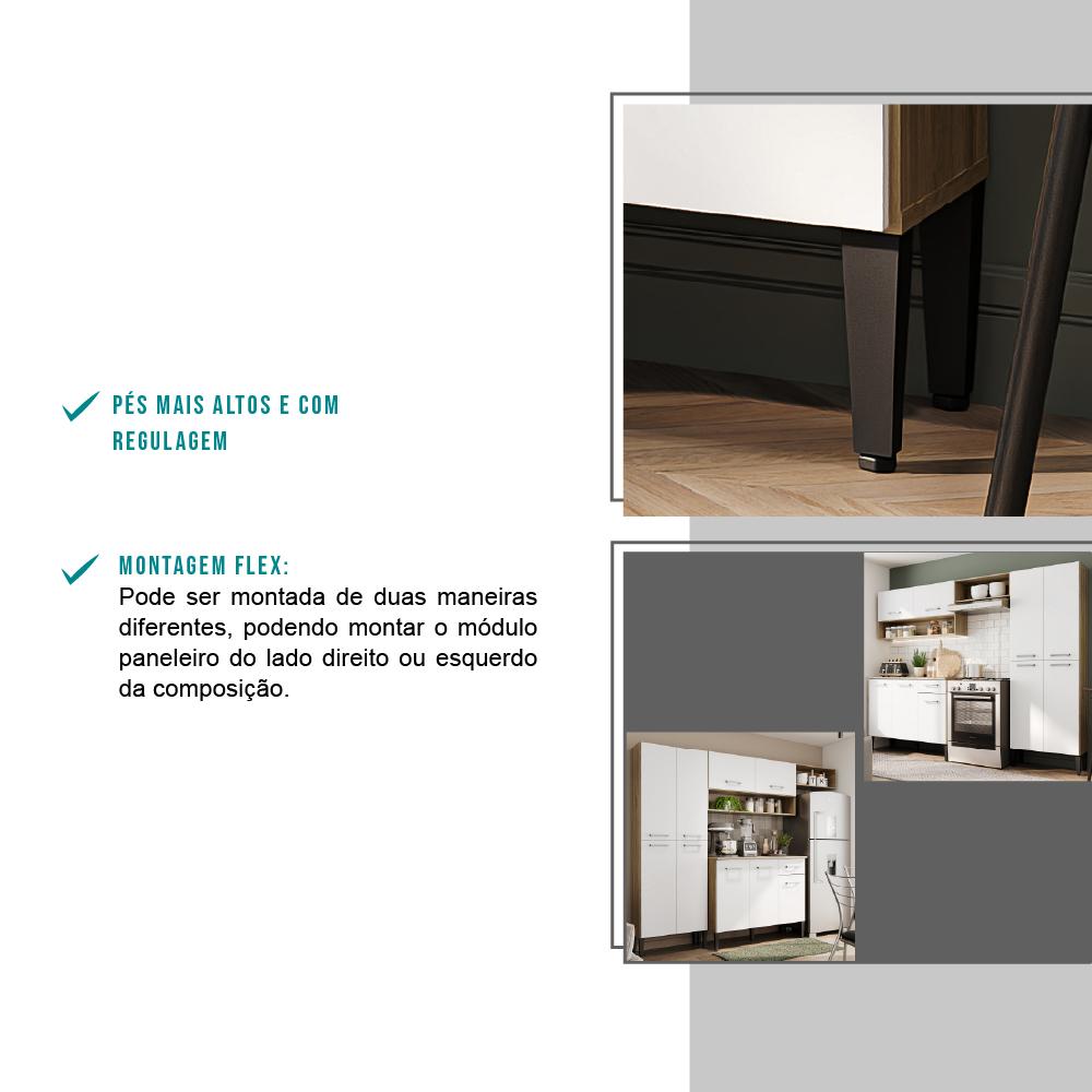 Cozinha Compacta Arizona Classic Com Armário E Balcão Carraro - Carvalho/Branco