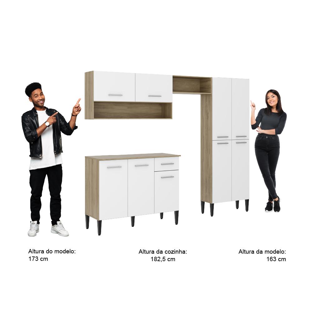 Cozinha Compacta Arizona Classic Com Armário E Balcão Carraro - Carvalho/Branco
