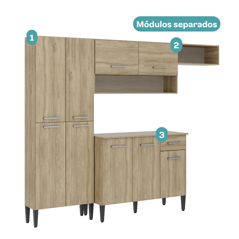 Cozinha Compacta Arizona Glam Carvalho Carraro - Carvalho