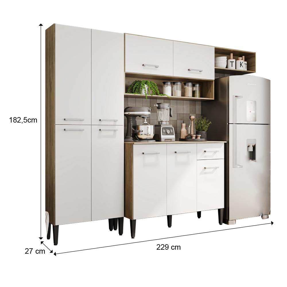 Cozinha Compacta Arizona Glam Carvalho Carraro - Carvalho/Branco