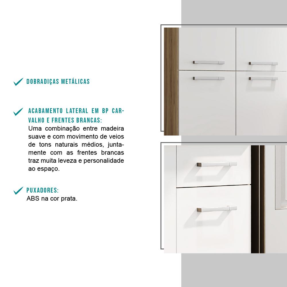 Cozinha Compacta Arizona Glam Carvalho Carraro - Carvalho/Branco