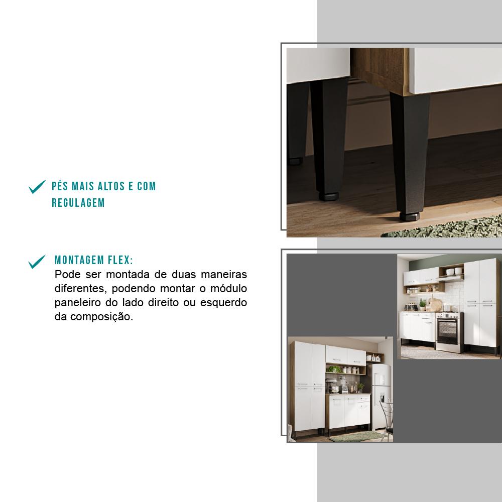 Cozinha Compacta Arizona Glam Carvalho Carraro - Carvalho/Branco