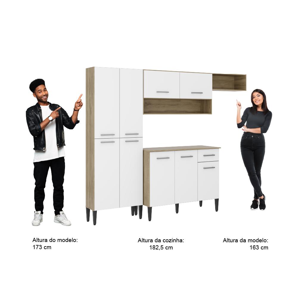 Cozinha Compacta Arizona Glam Carvalho Carraro - Carvalho/Branco