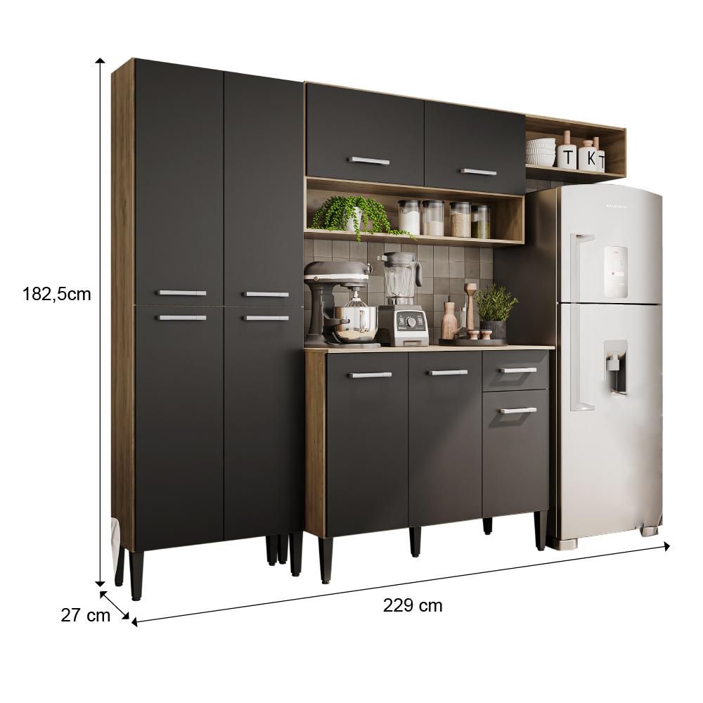 Cozinha Compacta Arizona Glam Carvalho Carraro - Carvalho/Preto