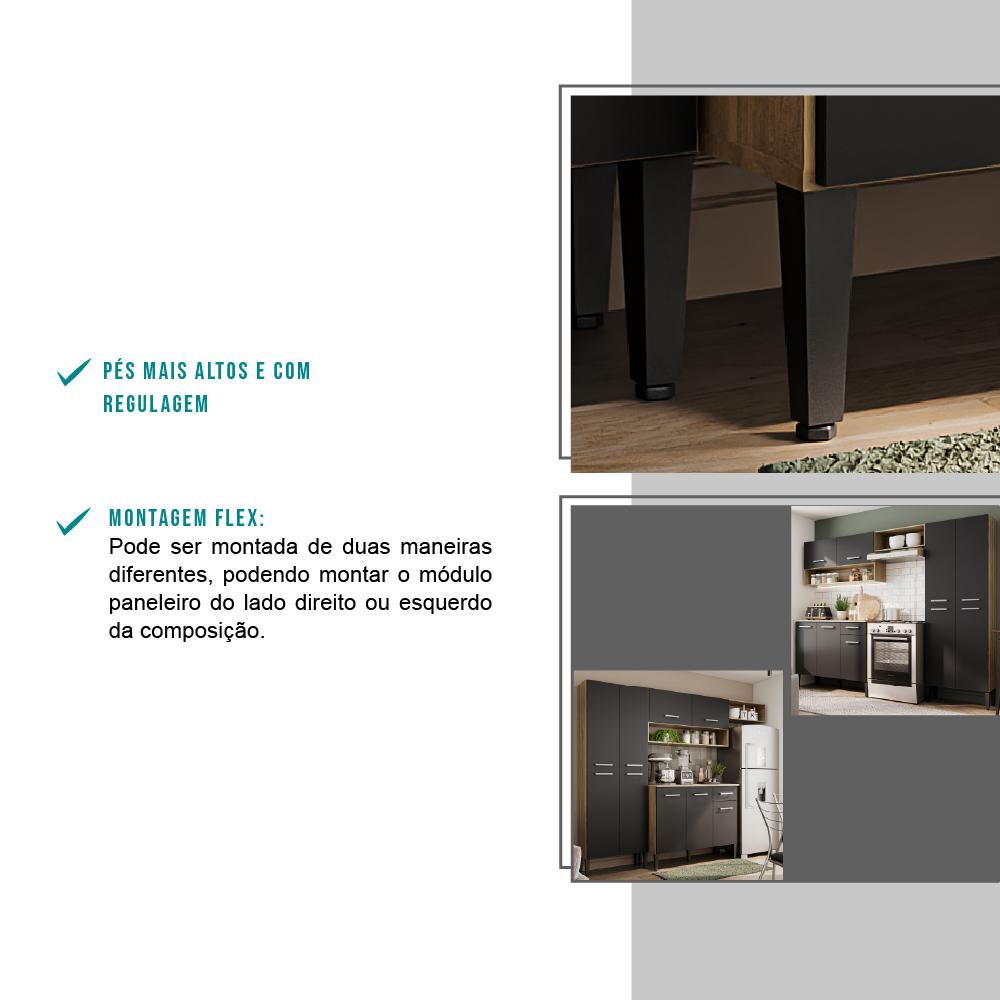 Cozinha Compacta Arizona Glam Carvalho Carraro - Carvalho/Preto