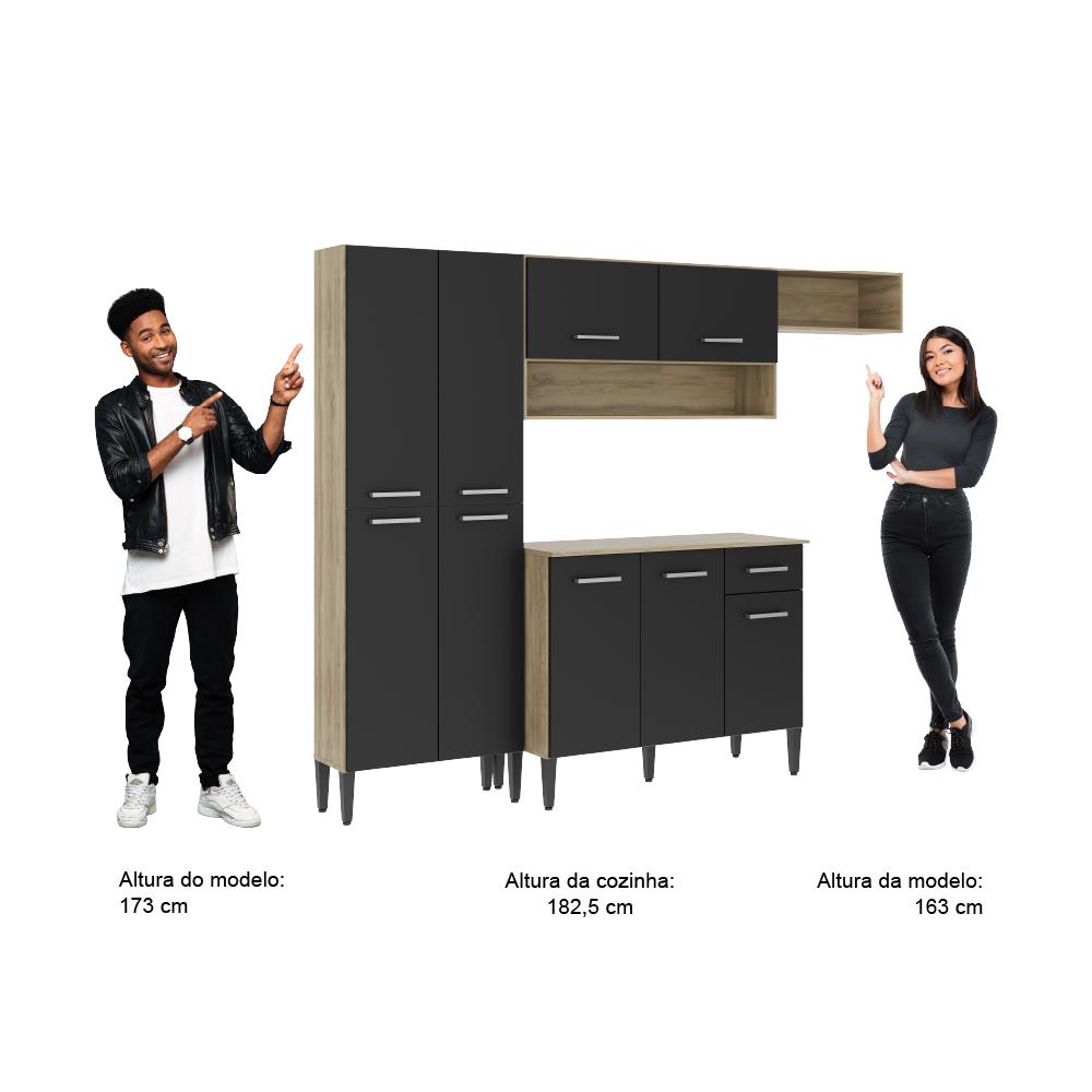 Cozinha Compacta Arizona Glam Carvalho Carraro - Carvalho/Preto