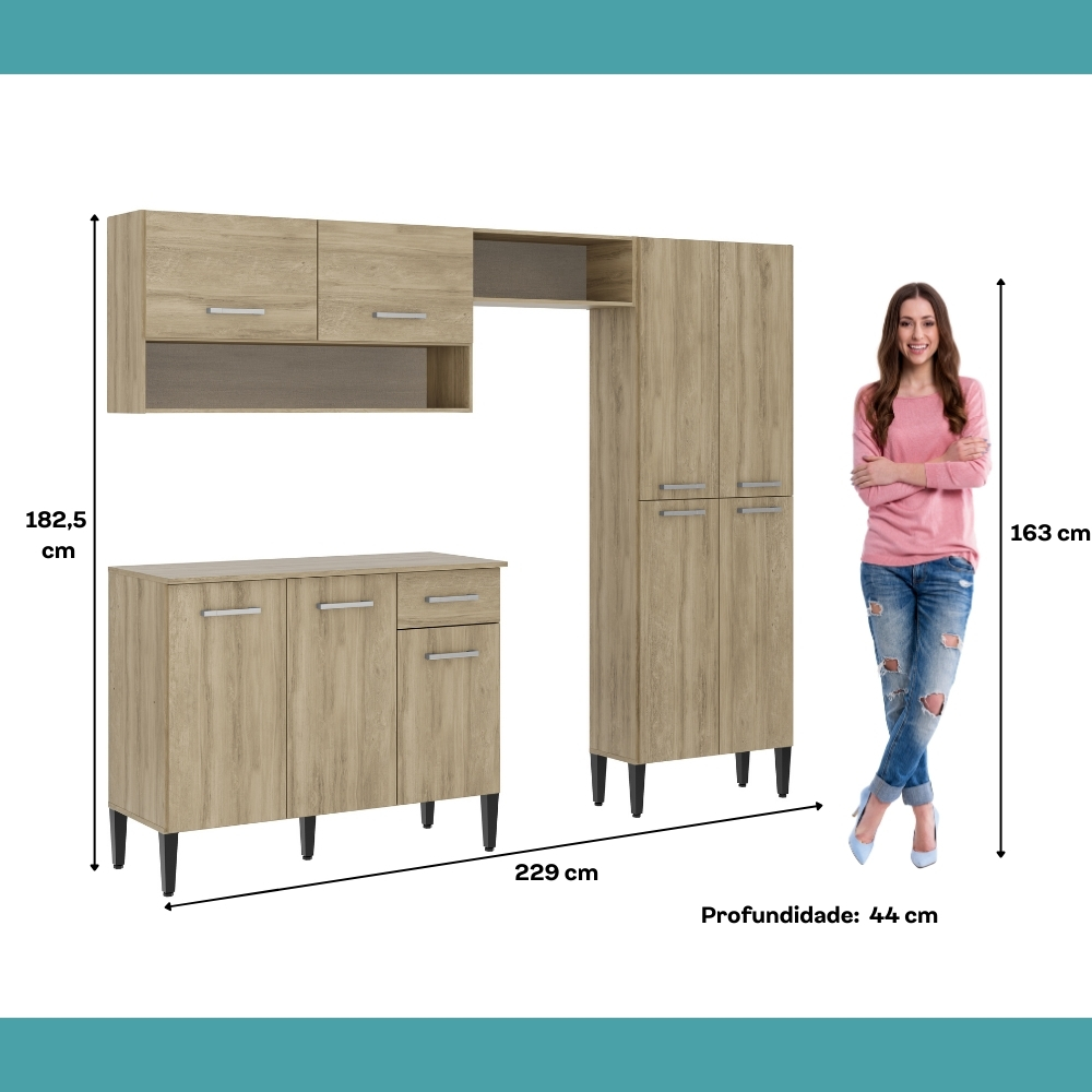 Cozinha Compacta Arizona Glam Carvalho Carraro