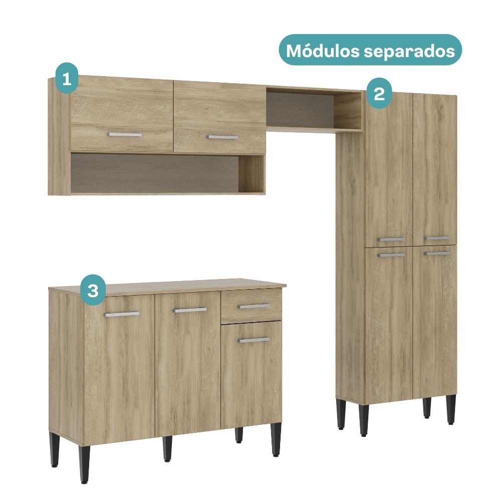 Cozinha Compacta Arizona Glam Carvalho Carraro