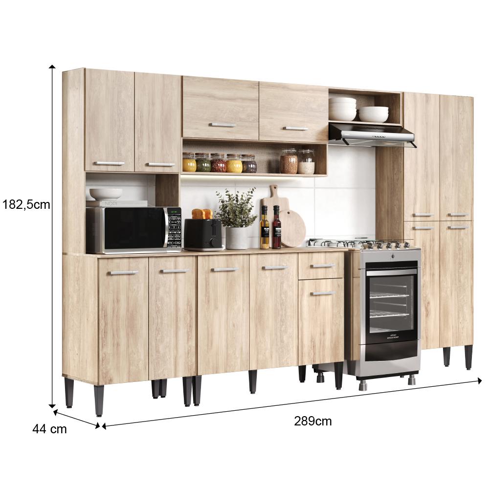Cozinha Completa Arizona Plus com Armário e Balcão Carraro - Carvalho