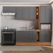 Cozinha Completa Milla Flex Armário e Balcão Nog/Cinza Carraro