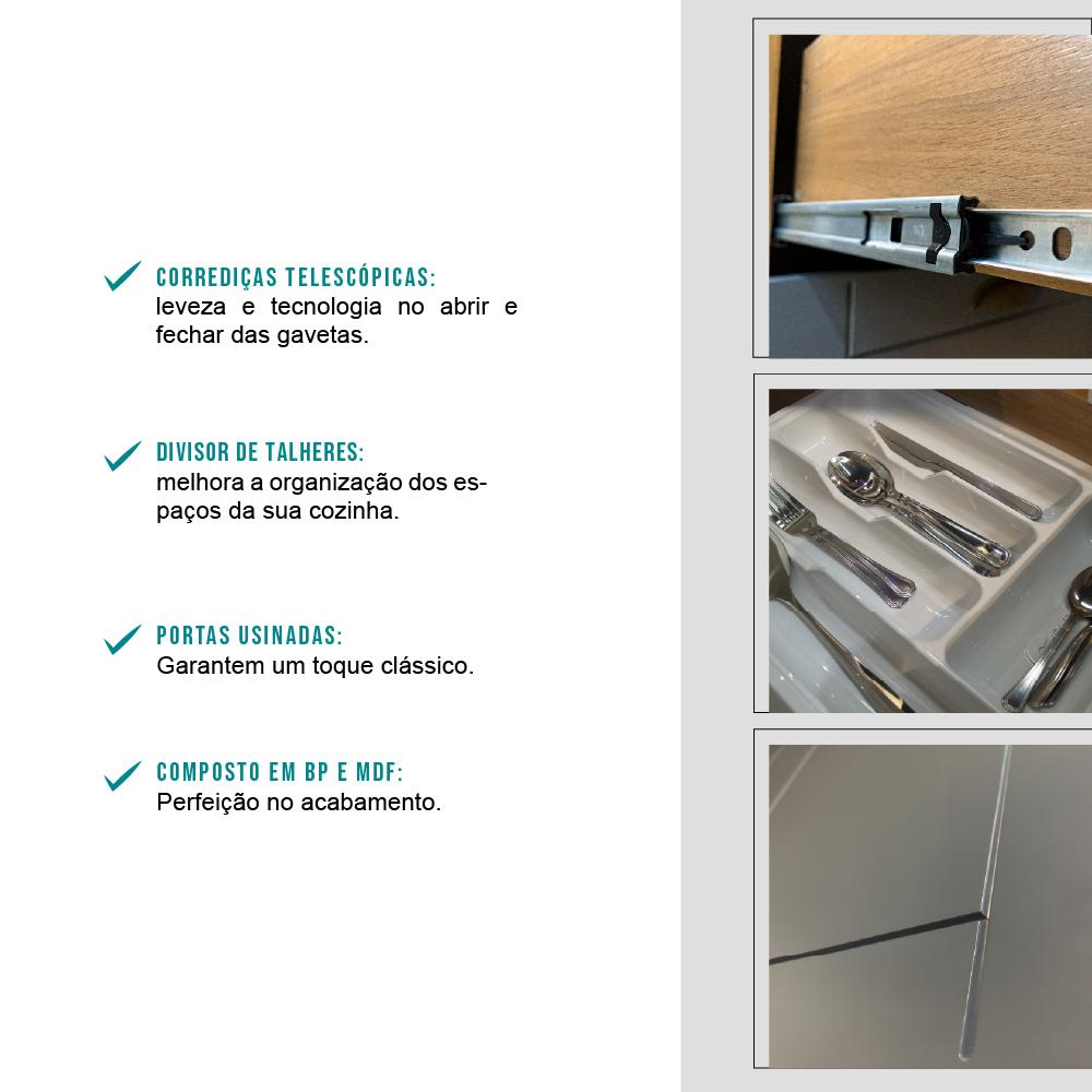 Cozinha Completa Milla Flex Armário e Balcão Nog/Cinza Carraro