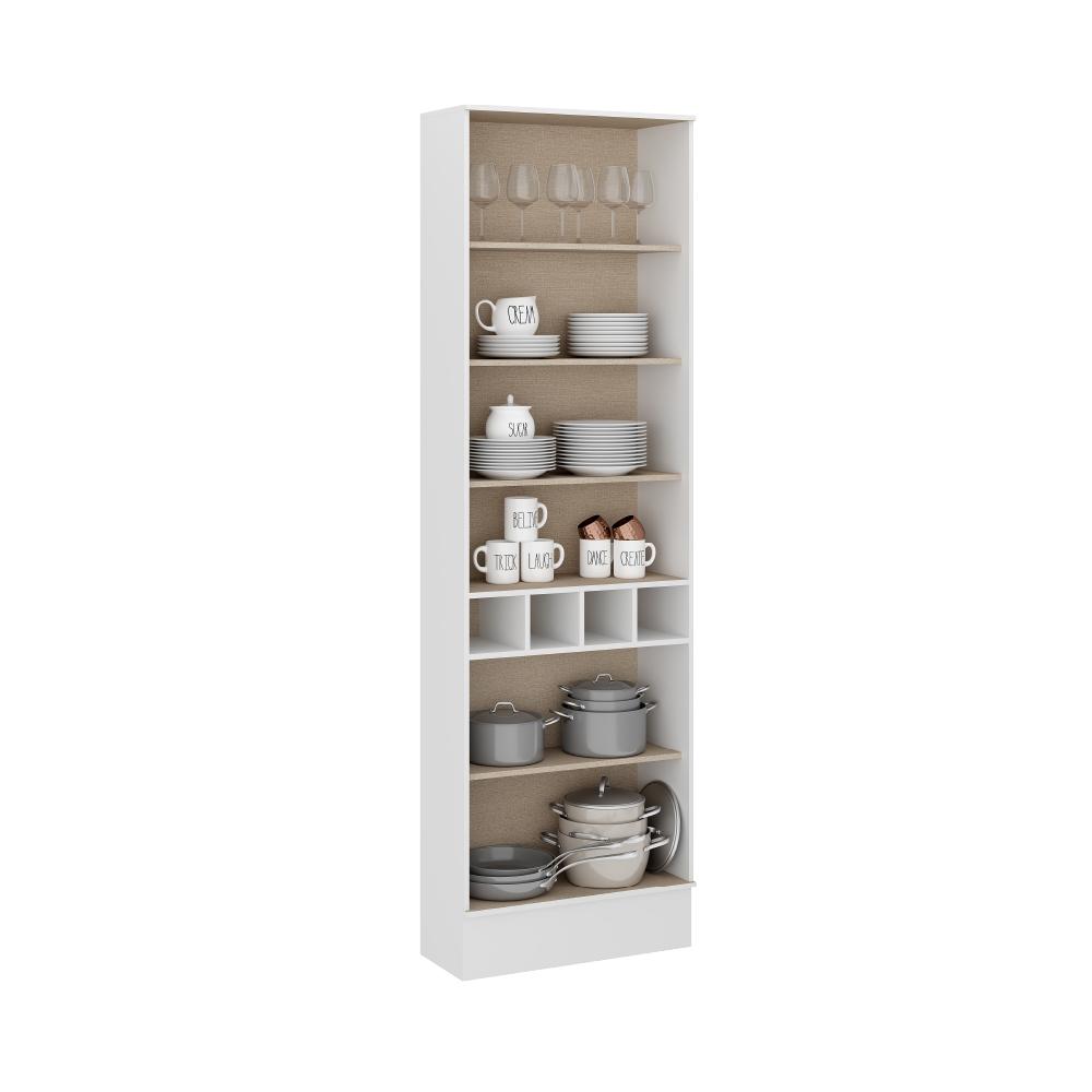 Cristaleira 2 Portas Vidro Milla Branco MDF 70cm Carraro