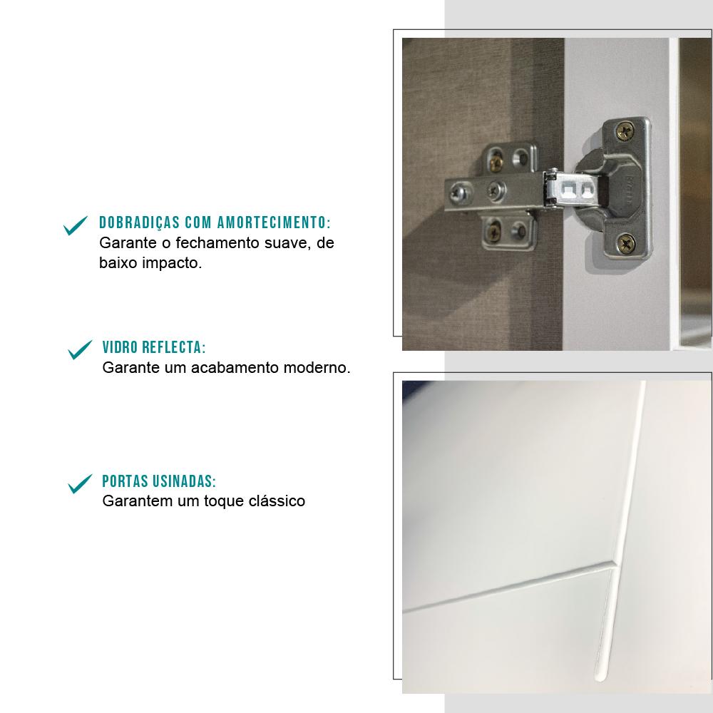 Cristaleira 2 Portas Vidro Milla Branco MDF 70cm Carraro