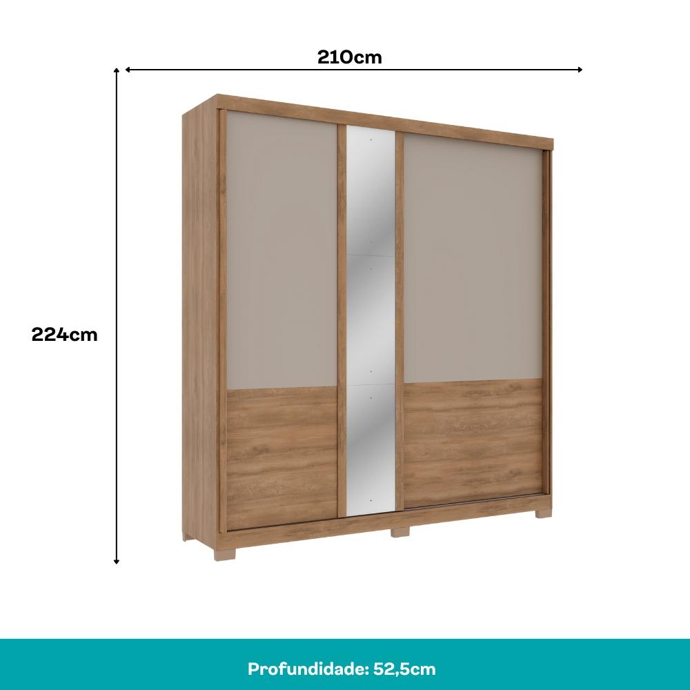 Guarda Roupa Casal 2 Portas 4 Gavetas Madrid Carraro Freijó c/ Avelã