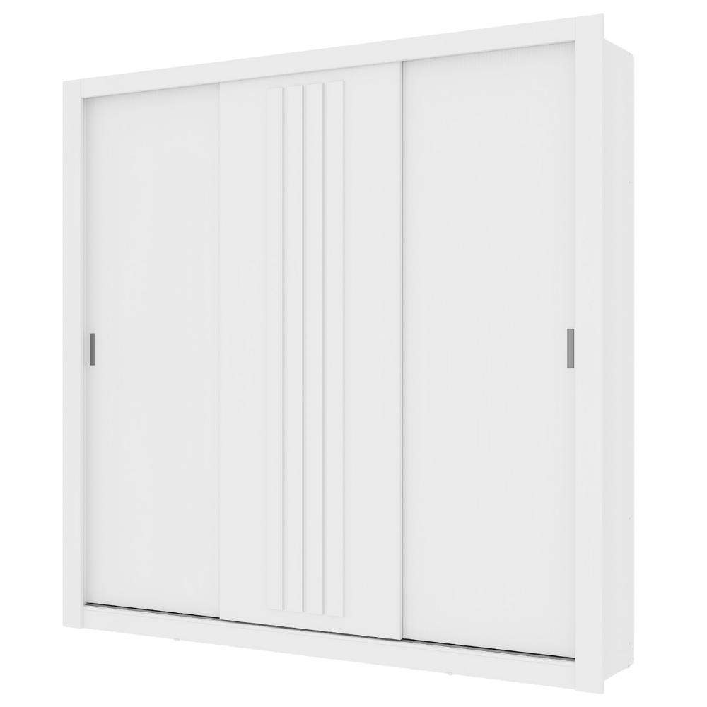 Guarda Roupa Casal 3 Portas Doha 2 Gavetas Carraro Ripado Branco