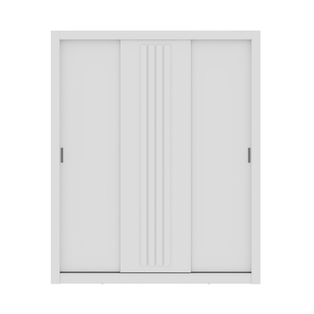 Guarda Roupa Casal 3 Portas Doha 2 Gavetas Carraro Ripado Branco