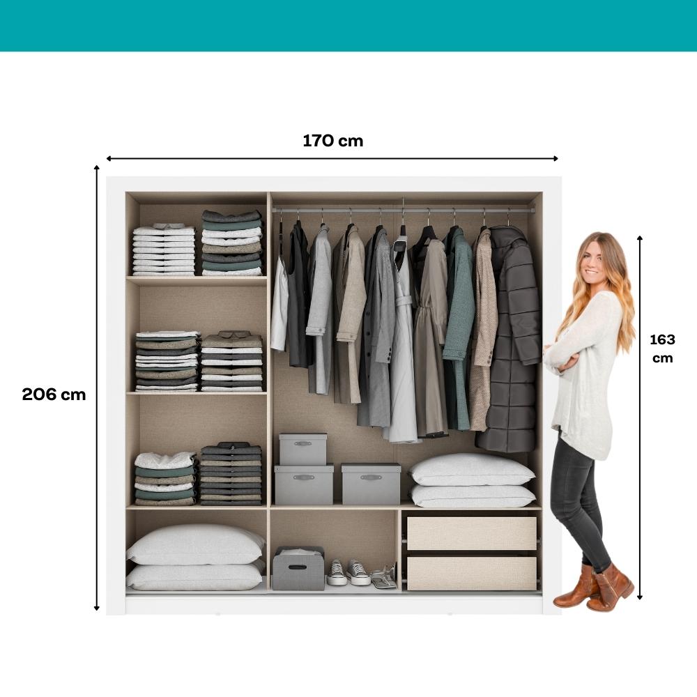 Guarda Roupa Casal 3 Portas Doha 2 Gavetas Carraro Ripado Branco
