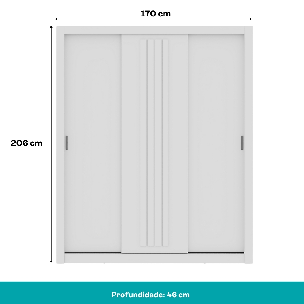Guarda Roupa Casal 3 Portas Doha Carraro Ripado Branco