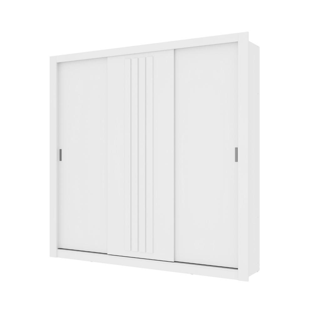 Guarda Roupa Casal 3 Portas Doha Carraro Ripado Branco