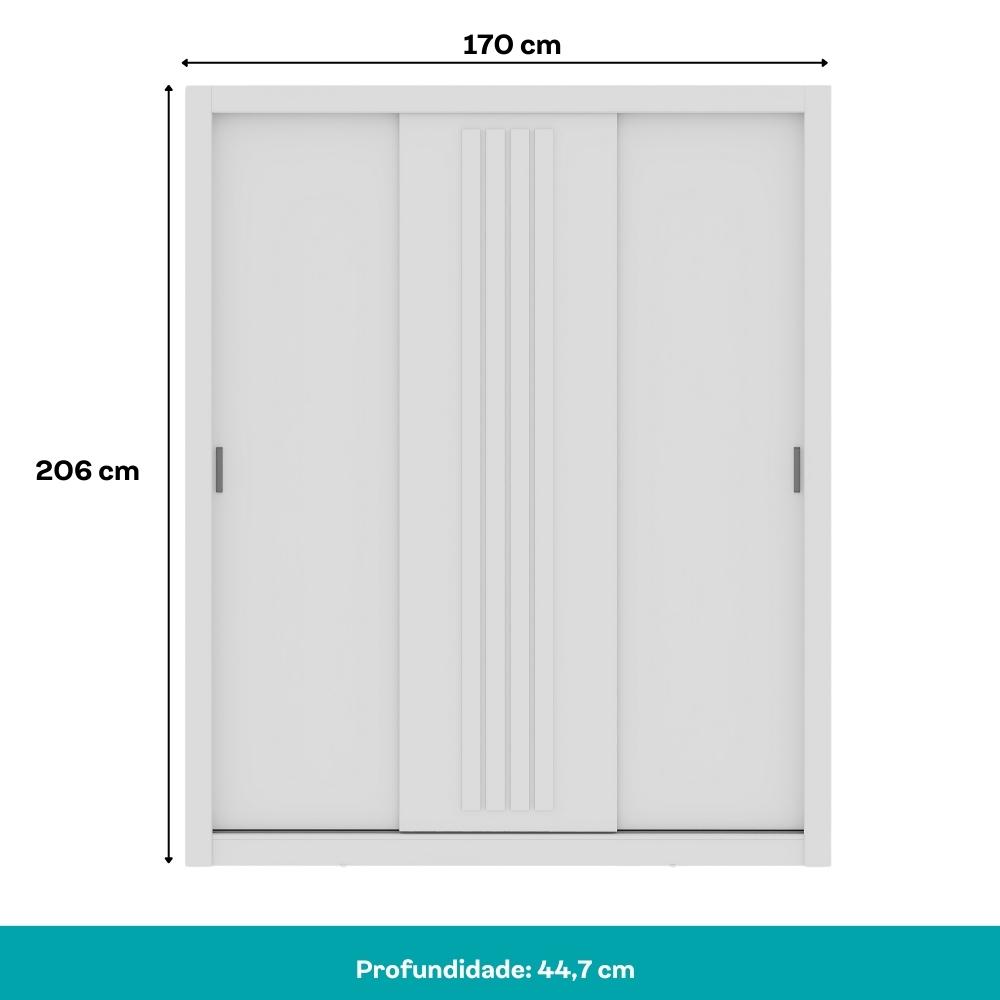 Guarda Roupa Casal 3 Portas Doha Carraro Ripado Branco