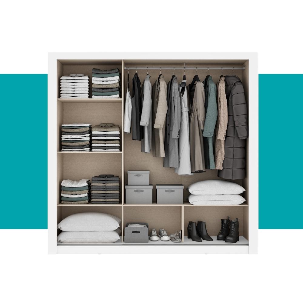 Guarda Roupa Casal 3 Portas Doha Carraro Ripado Branco