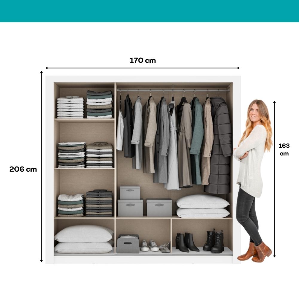 Guarda Roupa Casal 3 Portas Doha Carraro Ripado Branco com Freijó