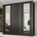 Guarda Roupa Casal 3 Portas Doha Duo Carraro Ripado Preto Touch