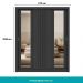 Guarda Roupa Casal 3 Portas Doha Duo Carraro Ripado Preto Touch