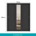 Guarda Roupa Casal 3 Portas Doha Lux 2 Gavetas Carraro Ripado Preto Touch
