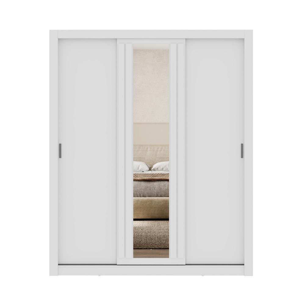 Guarda Roupa Casal 3 Portas Doha Lux 4 Gavetas Carraro Ripado Branco