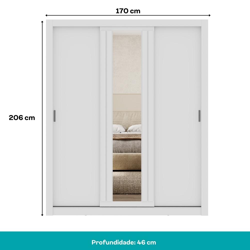 Guarda Roupa Casal 3 Portas Doha Lux 4 Gavetas Carraro Ripado Branco
