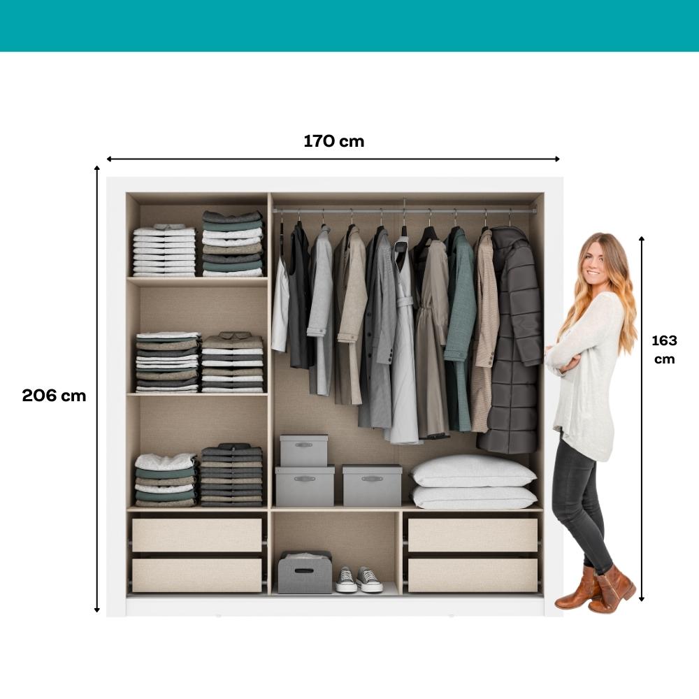Guarda Roupa Casal 3 Portas Doha Lux 4 Gavetas Carraro Ripado Branco